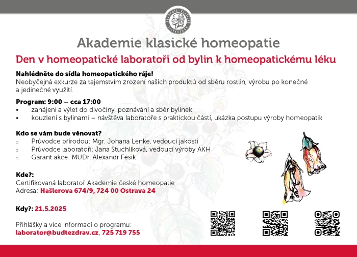 Den v homeopatické laboratoři: od bylin k homeopatickému léku - květen 2025