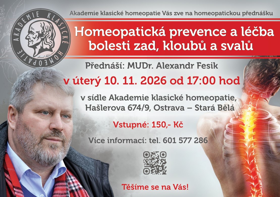 Homeopatická prevence a léčba bolesti zad, kloubů a svalů